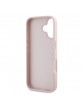 Guess iPhone 16 Hülle Case Grained 4G Metal Logo Rosa Pink