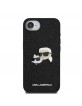 Karl Lagerfeld iPhone 16e Case Fixed Glitter Metal K&CH Black
