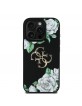 Guess iPhone 16 Pro Hülle Case Grained Rosen 4G Metal Schwarz