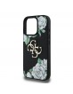 Guess iPhone 16 Pro Hülle Case Grained Rosen 4G Metal Schwarz