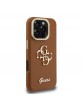 Guess iPhone 16 Pro Hülle Case Grained 4G Logo Stand Camera Frame Braun