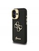 Guess iPhone 16 Case Grained 4G Logo Stand Camera Frame Black