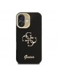 Guess iPhone 16 Case Grained 4G Logo Stand Camera Frame Black