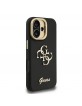 Guess iPhone 16 Case Grained 4G Logo Stand Camera Frame Black