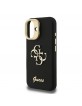 Guess iPhone 16 Case Grained 4G Logo Stand Camera Frame Black