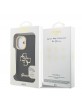 Guess iPhone 16 Case Grained 4G Logo Stand Camera Frame Black