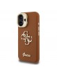 Guess iPhone 16 Case Grained 4G Logo Stand Camera Frame Brown