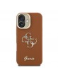 Guess iPhone 16 Case Grained 4G Logo Stand Camera Frame Brown