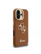 Guess iPhone 16 Case Grained 4G Logo Stand Camera Frame Brown