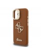 Guess iPhone 16 Case Grained 4G Logo Stand Camera Frame Brown