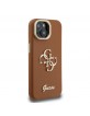 Guess iPhone 14 Hülle Case Grained 4G Logo Stand Camera Frame Braun