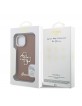 Guess iPhone 14 Hülle Case Grained 4G Logo Stand Camera Frame Braun