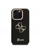 Guess iPhone 15 Pro Case Grained 4G Logo Stand Camera Frame Black