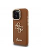 Guess iPhone 15 Pro Case Grained 4G Logo Stand Camera Frame Brown