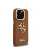 Guess iPhone 15 Pro Case Grained 4G Logo Stand Camera Frame Brown