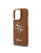 Guess iPhone 15 Pro Case Grained 4G Logo Stand Camera Frame Brown