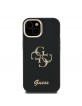 Guess iPhone 15 Hülle Case Grained 4G Logo Stand Camera Frame Schwarz