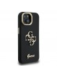 Guess iPhone 15 Hülle Case Grained 4G Logo Stand Camera Frame Schwarz