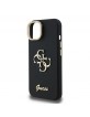 Guess iPhone 15 Hülle Case Grained 4G Logo Stand Camera Frame Schwarz