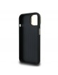 Guess iPhone 15 Hülle Case Grained 4G Logo Stand Camera Frame Schwarz