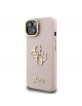 Guess iPhone 15 Hülle Case Grained 4G Logo Stand Camera Frame Rosa