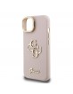 Guess iPhone 15 Hülle Case Grained 4G Logo Stand Camera Frame Rosa