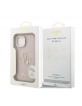 Guess iPhone 15 Hülle Case Grained 4G Logo Stand Camera Frame Rosa