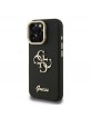 Guess iPhone 15 Pro Max Hülle Case Grained 4G Logo Stand Camera Frame Schwarz