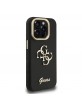 Guess iPhone 15 Pro Max Hülle Case Grained 4G Logo Stand Camera Frame Schwarz