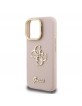 Guess iPhone 15 Pro Max Hülle Case Grained 4G Logo Stand Camera Frame Rosa