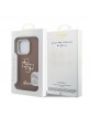 Guess iPhone 15 Pro Max Hülle Case Grained 4G Logo Stand Camera Frame Braun