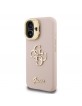 Guess iPhone 16 Case Grained 4G Logo Stand Camera Frame Pink