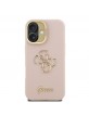 Guess iPhone 16 Case Grained 4G Logo Stand Camera Frame Pink