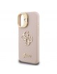 Guess iPhone 16 Case Grained 4G Logo Stand Camera Frame Pink