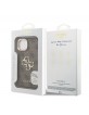 Guess iPhone 13 Hülle Case Metal Stand Camera Frame 4G Braun