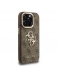Guess iPhone 15 Pro Case Metal Stand Camera Frame 4G Brown