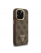 Guess iPhone 15 Pro Case Stand Camera MagSafe Rhinestone Logo Brown