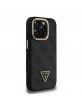 Guess iPhone 16 Pro Case MagSafe Rhinestone Triangle Logo Stand Camera Black
