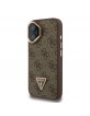 Guess iPhone 16 Case Stand Camera MagSafe Rhinestone Logo Brown