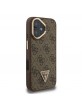 Guess iPhone 16 Case Stand Camera MagSafe Rhinestone Logo Brown