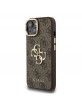 Guess iPhone 15 Hülle Case Metal Stand Camera Frame 4G Braun