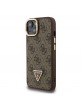 Guess iPhone 14 Hülle Case Stand Camera MagSafe Strass Logo Braun