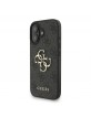 Guess iPhone 16 Case Big 4G Metal Logo Strap Black