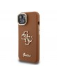 Guess iPhone 13 Hülle Case Grained 4G Logo Stand Camera Frame Braun
