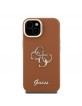 Guess iPhone 13 Hülle Case Grained 4G Logo Stand Camera Frame Braun