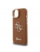 Guess iPhone 13 Hülle Case Grained 4G Logo Stand Camera Frame Braun