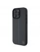 Mercedes iPhone 16 Pro Hülle Case Echtleder Blue Stripe MagSafe Grey