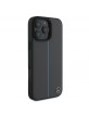 Mercedes iPhone 16 Pro Hülle Case Echtleder Blue Stripe MagSafe Grey