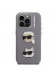 Karl Lagerfeld iPhone 15 Pro Max Case Grained K & CH Heads Gray