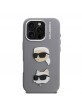 Karl Lagerfeld iPhone 16 Pro Max Hülle Grained K & CH Heads Grau